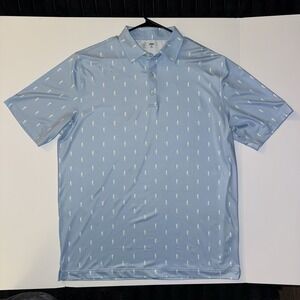 Men's XL USAG Polo Shirt Light Blue White Graphic Print Short Sleeve Golf